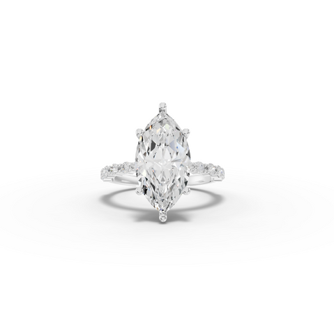 3.81 CT Marquise Solitaire with Accents Lab Diamond Ring