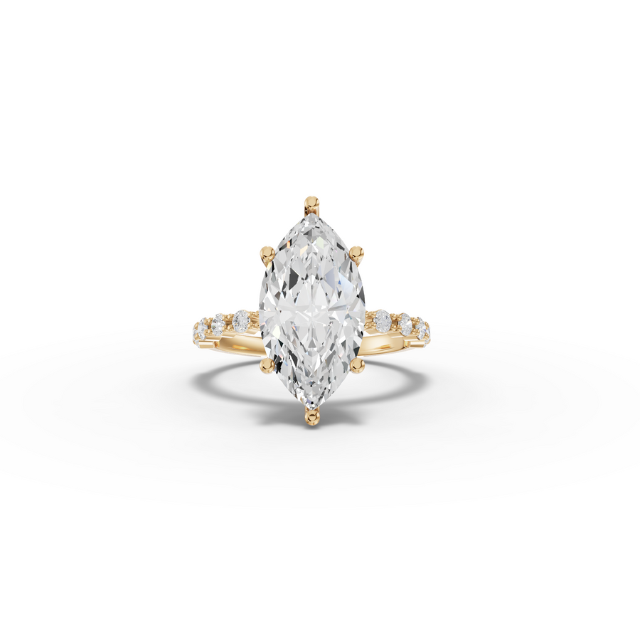 3.81 CT Marquise Solitaire with Accents Lab Diamond Ring