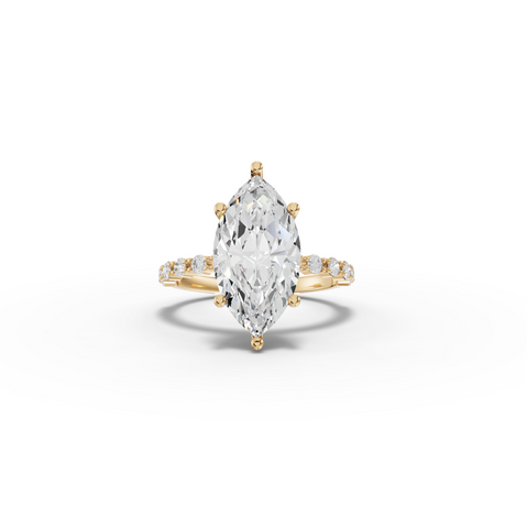 3.81 CT Marquise Solitaire with Accents Lab Diamond Ring