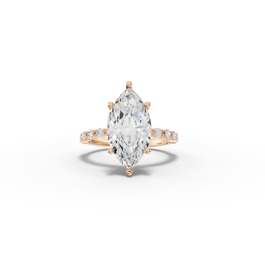 3.81 CT Marquise Solitaire with Accents Lab Diamond Ring