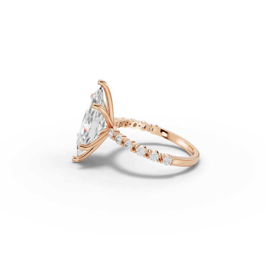 3.81 CT Marquise Solitaire with Accents Lab Diamond Ring