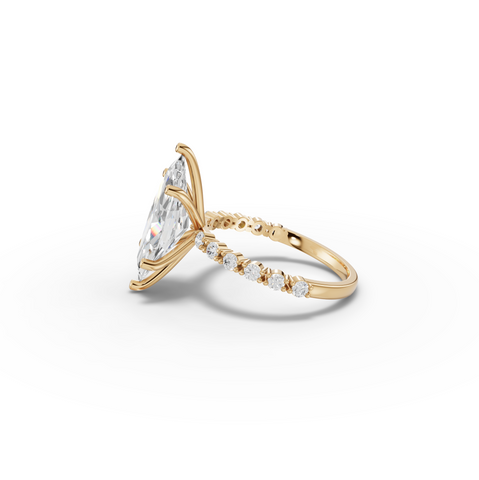 3.81 CT Marquise Solitaire with Accents Lab Diamond Ring