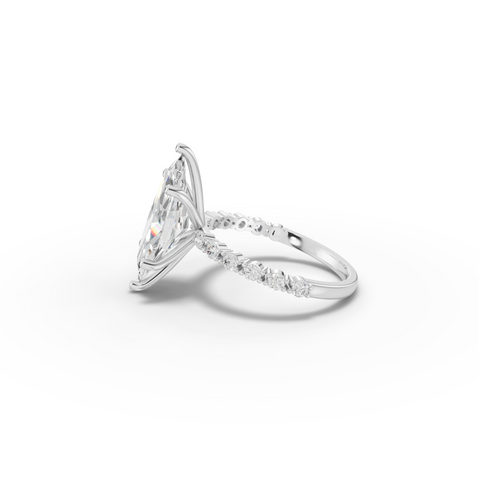 3.81 CT Marquise Solitaire with Accents Lab Diamond Ring