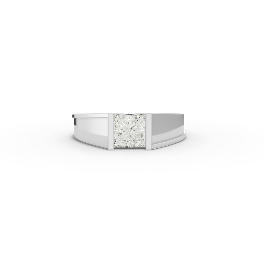 1.00 CT Princess Tension Lab Two Tone Diamond Men’s Ring