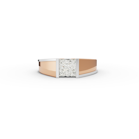 1.00 CT Princess Tension Lab Two Tone Diamond Men’s Ring