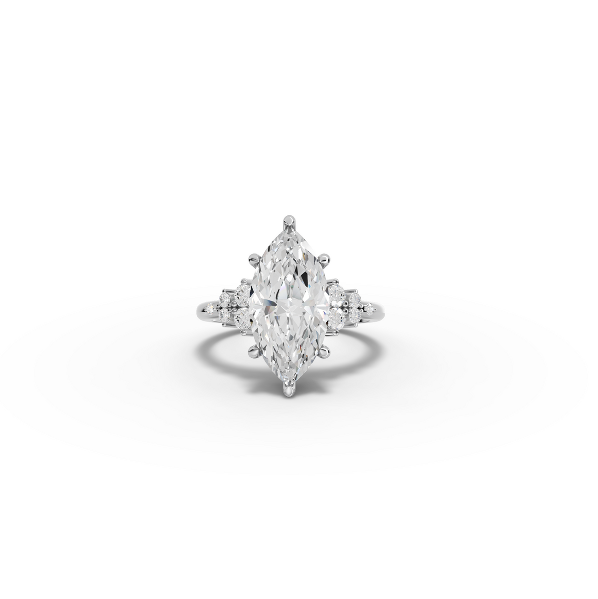 4.29 CT Marquise Prong Side Stone Lab Diamond Ring