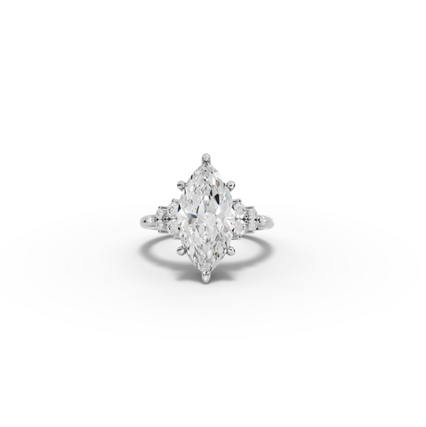 4.29 CT Marquise Prong Side Stone Lab Diamond Ring