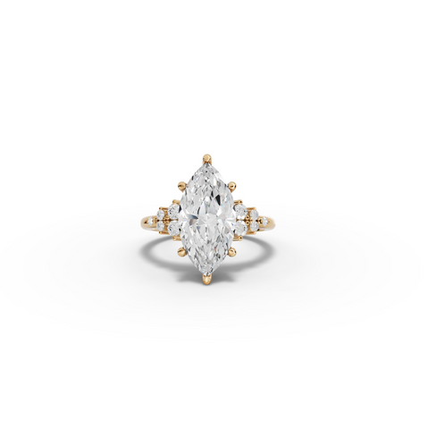 4.29 CT Marquise Prong Side Stone Lab Diamond Ring