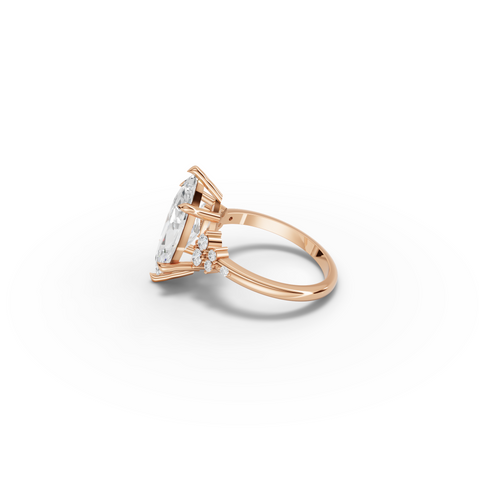 4.29 CT Marquise Prong Side Stone Lab Diamond Ring