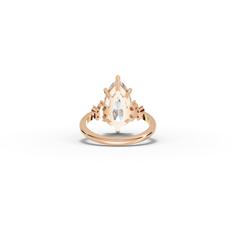 4.29 CT Marquise Prong Side Stone Lab Diamond Ring