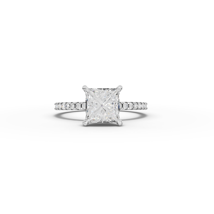 1.73 Ct Princess Hidden Halo Pavé Ring