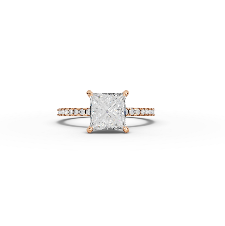 1.73 Ct Princess Hidden Halo Pavé Ring