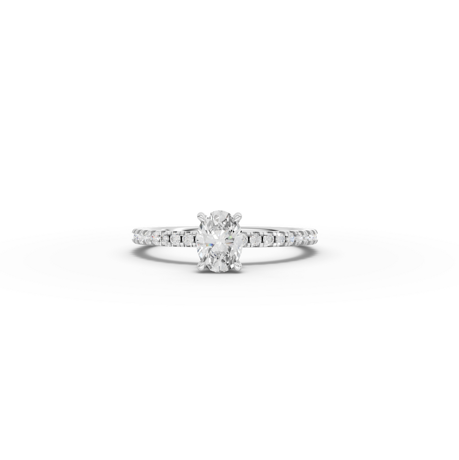 0.73 CT Oval Hidden Halo Pavé Ring
