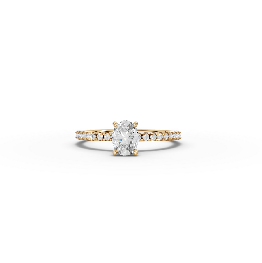 0.73 CT Oval Hidden Halo Pavé Ring