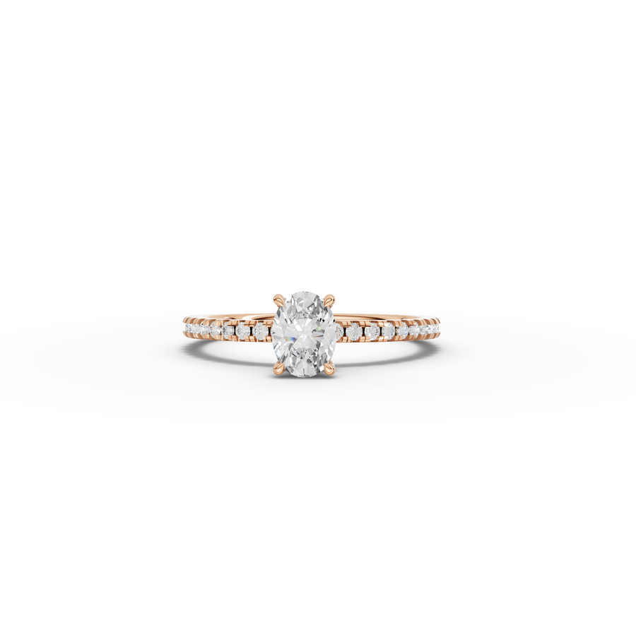 0.73 CT Oval Hidden Halo Pavé Ring
