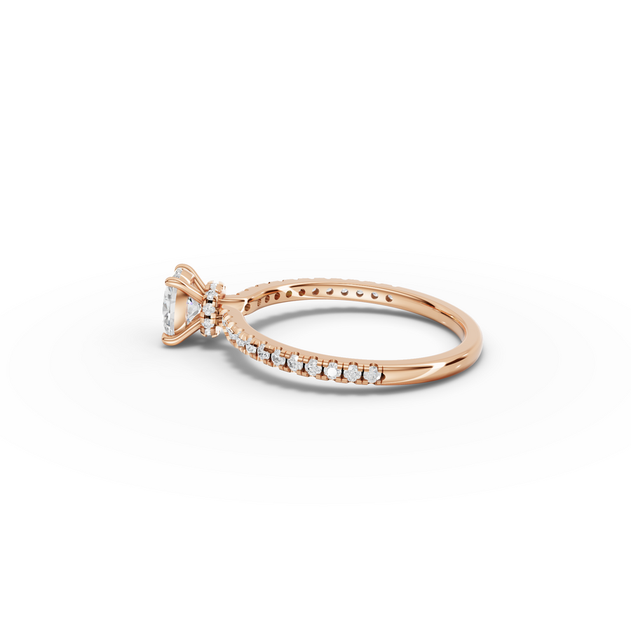 0.73 CT Oval Hidden Halo Pavé Ring