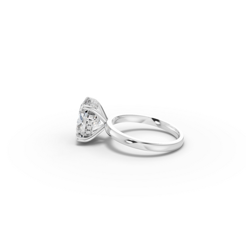 3.09 CT Oval Lab Diamond Hidden Halo Solitaire Ring