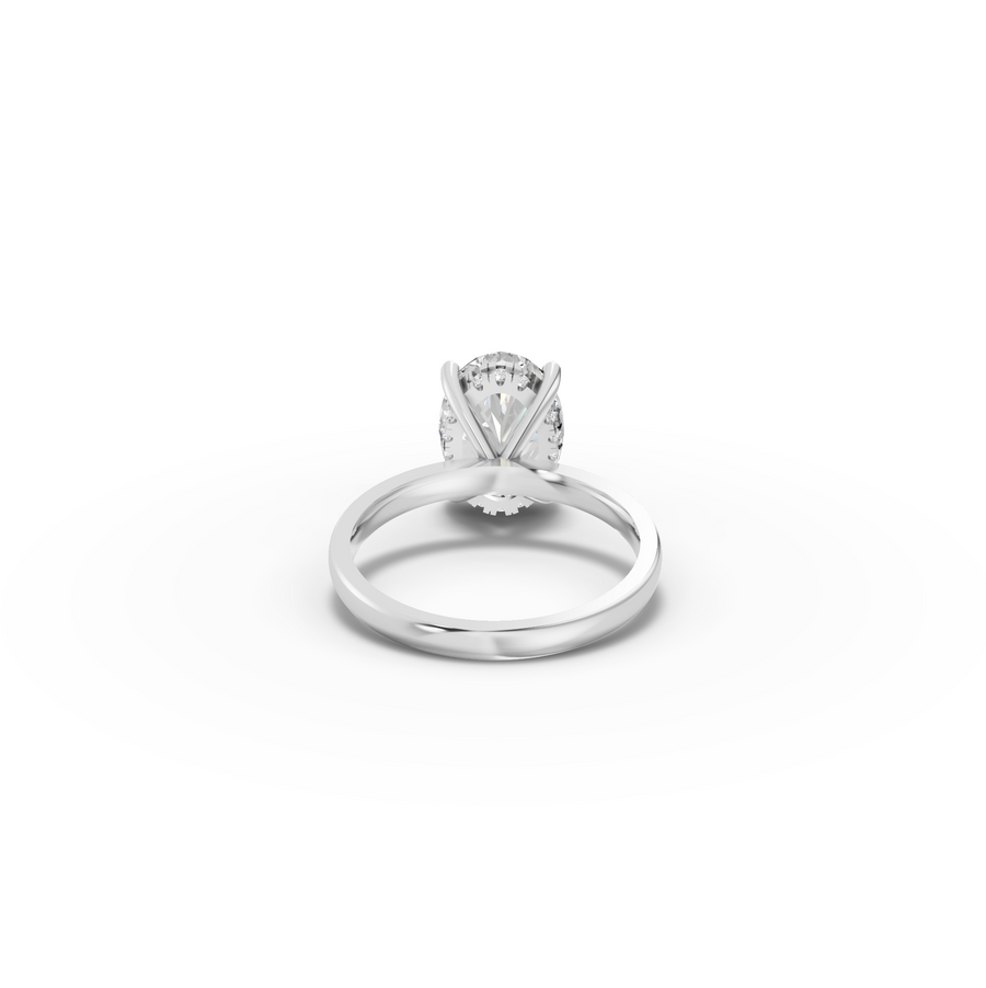 3.09 CT Oval Lab Diamond Hidden Halo Solitaire Ring