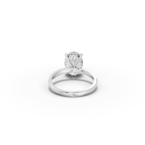 3.09 CT Oval Lab Diamond Hidden Halo Solitaire Ring