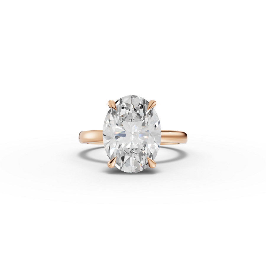 4.10 CT Oval Hidden Halo Lab Diamond Solitaire Ring