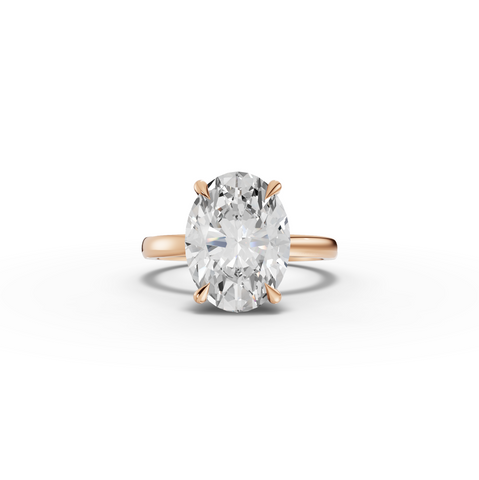 4.10 CT Oval Hidden Halo Lab Diamond Solitaire Ring