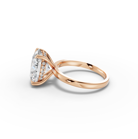4.10 CT Oval Hidden Halo Lab Diamond Solitaire Ring