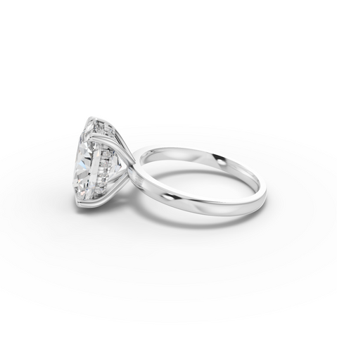 4.10 CT Oval Hidden Halo Lab Diamond Solitaire Ring