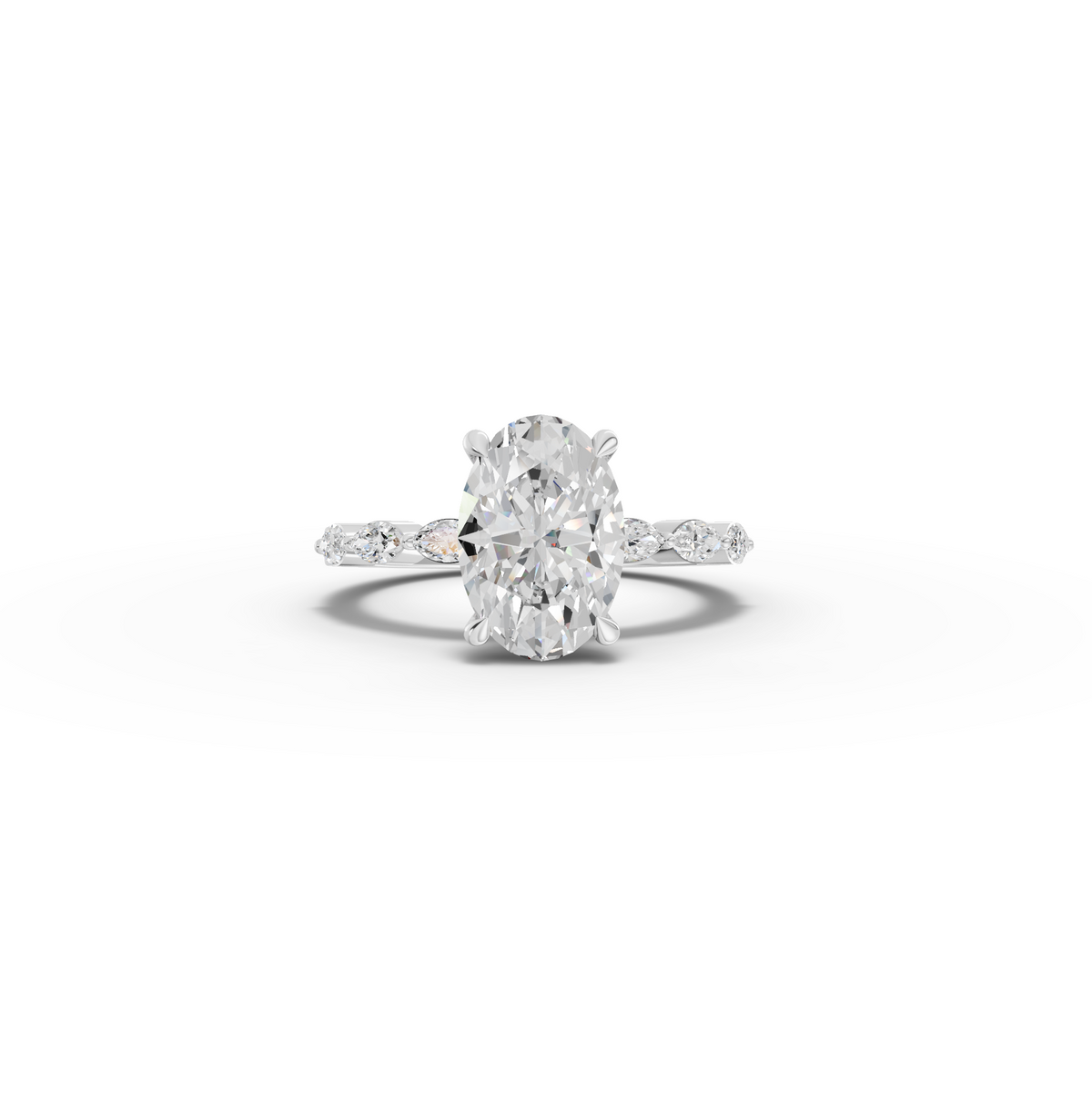 2.81 CT Oval Lab Diamond Ring with Marquise Accents Ring