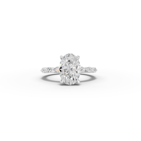2.81 CT Oval Lab Diamond Ring with Marquise Accents Ring