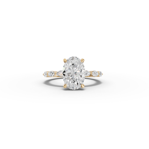 2.81 CT Oval Lab Diamond Ring with Marquise Accents Ring