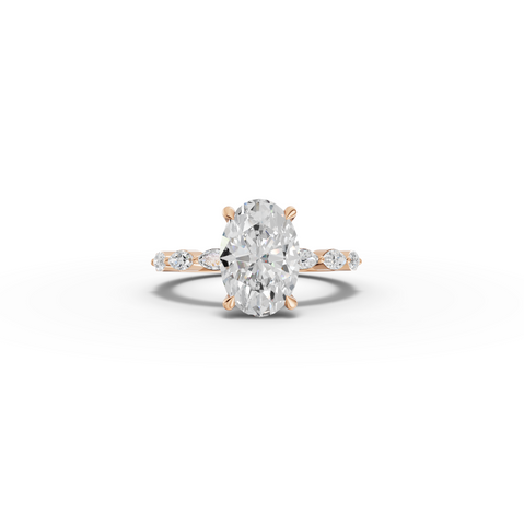 2.81 CT Oval Lab Diamond Ring with Marquise Accents Ring