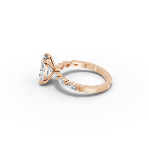 2.81 CT Oval Lab Diamond Ring with Marquise Accents Ring
