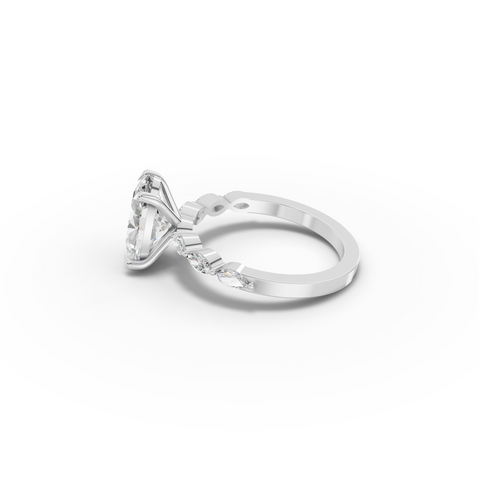 2.81 CT Oval Lab Diamond Ring with Marquise Accents Ring