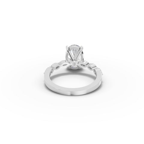 2.81 CT Oval Lab Diamond Ring with Marquise Accents Ring