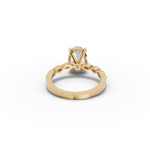 2.81 CT Oval Lab Diamond Ring with Marquise Accents Ring
