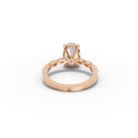 2.81 CT Oval Lab Diamond Ring with Marquise Accents Ring