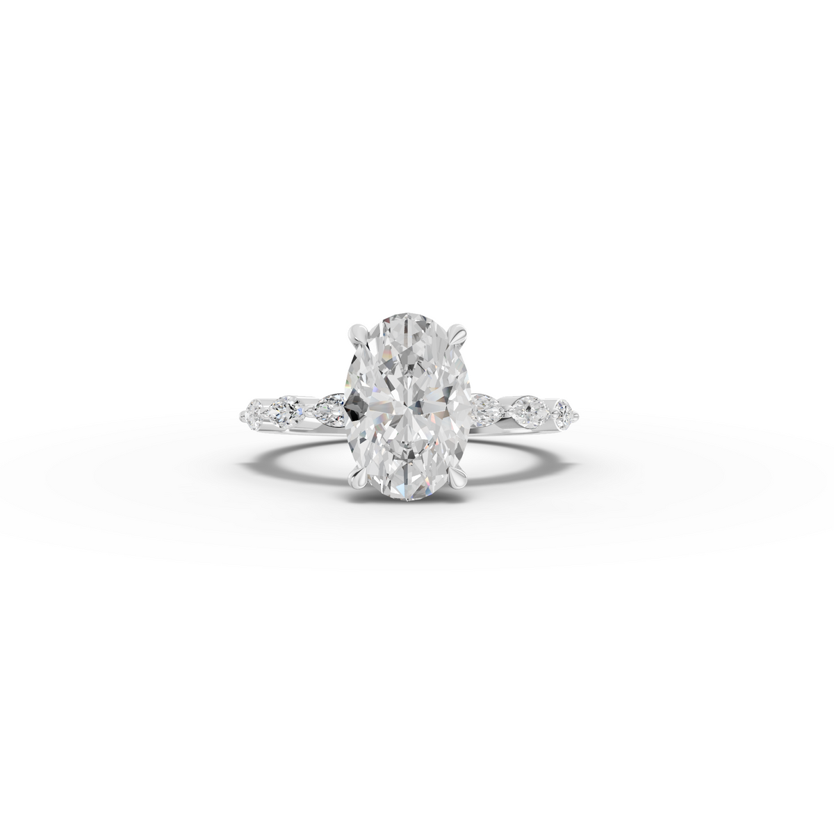 2.81 CT Oval Solitaire with Marquise Accents Lab Diamond Ring
