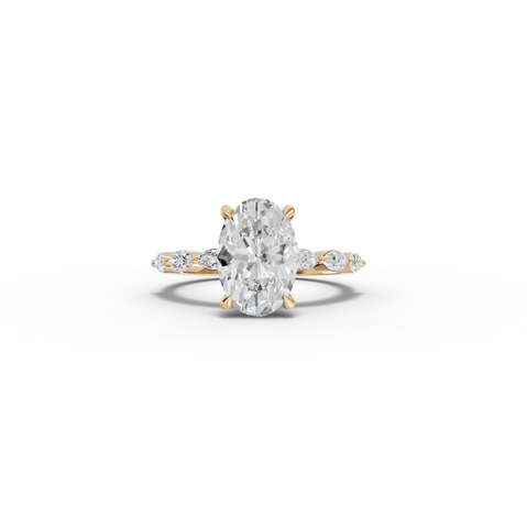 2.81 CT Oval Solitaire with Marquise Accents Lab Diamond Ring