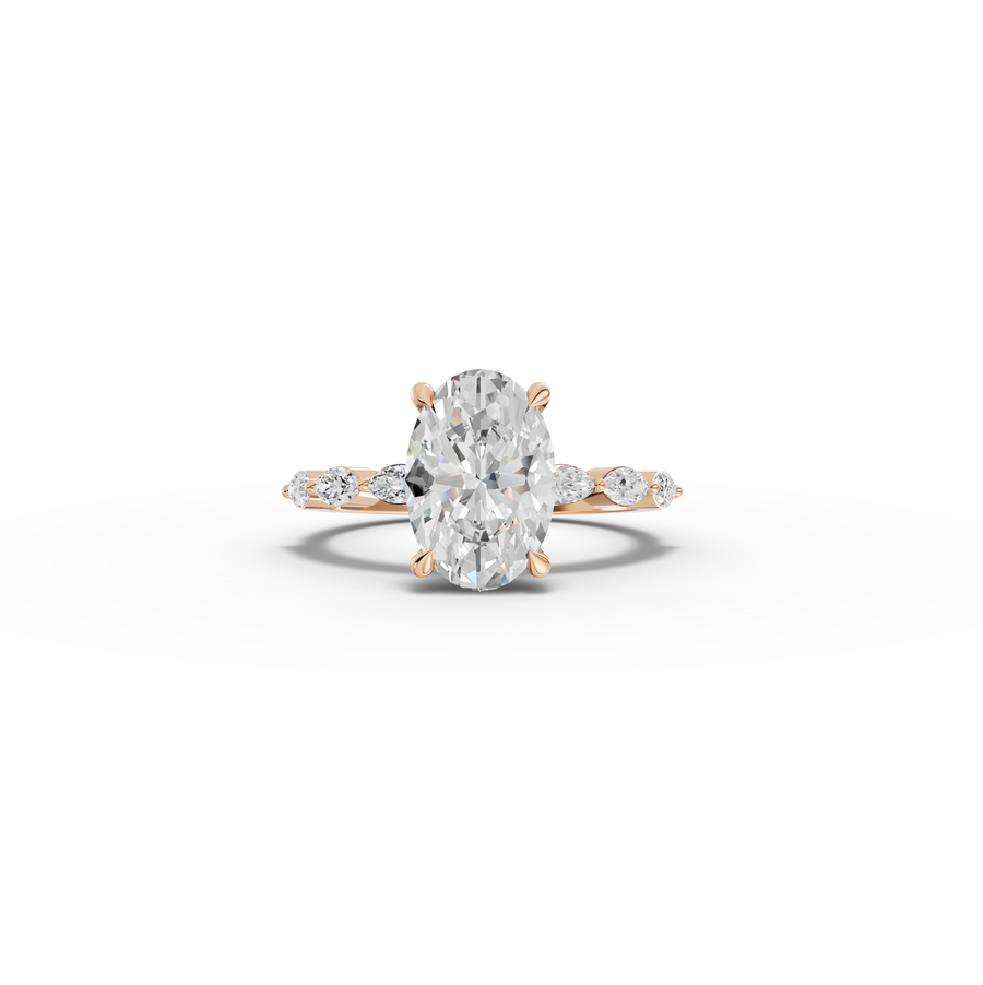 2.81 CT Oval Solitaire with Marquise Accents Lab Diamond Ring