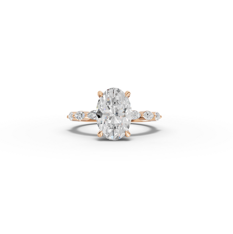 2.81 CT Oval Solitaire with Marquise Accents Lab Diamond Ring