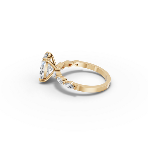 2.81 CT Oval Solitaire with Marquise Accents Lab Diamond Ring