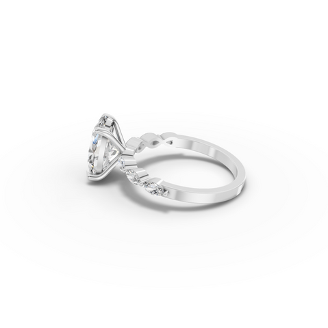 2.81 CT Oval Solitaire with Marquise Accents Lab Diamond Ring