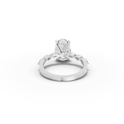 2.81 CT Oval Solitaire with Marquise Accents Lab Diamond Ring