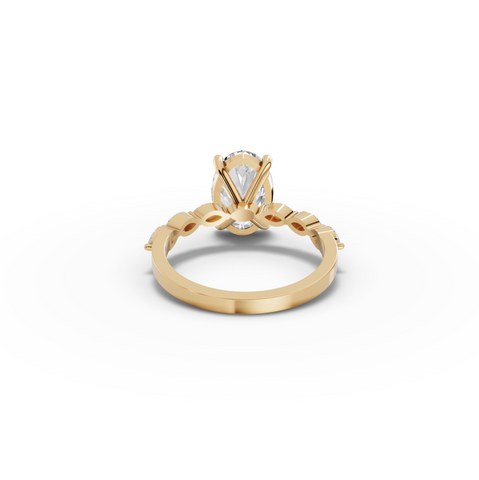 2.81 CT Oval Solitaire with Marquise Accents Lab Diamond Ring