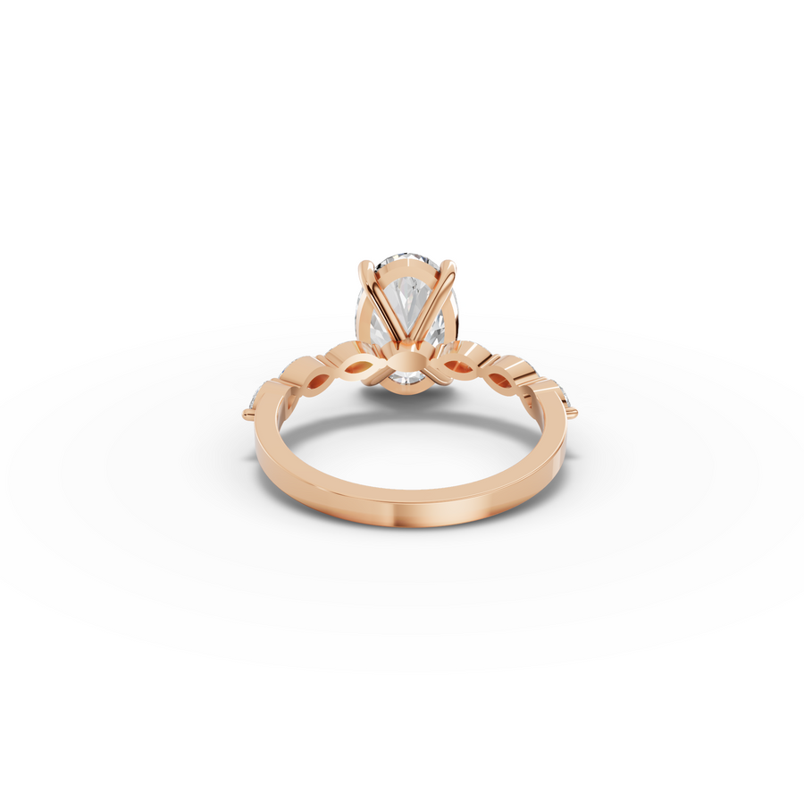 2.81 CT Oval Solitaire with Marquise Accents Lab Diamond Ring