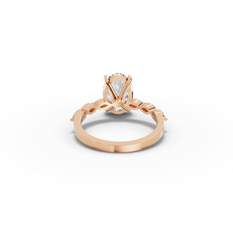 2.81 CT Oval Solitaire with Marquise Accents Lab Diamond Ring