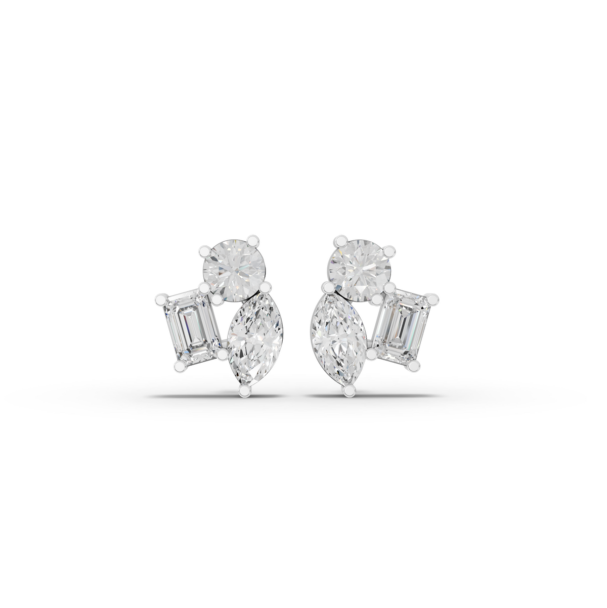 9.00 CT Round, Marquise & Emerald Lab Diamond Stud Earrings