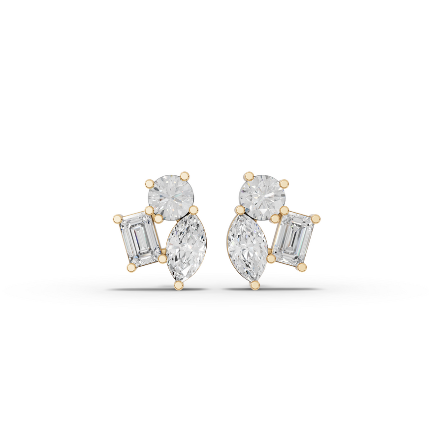 9.00 CT Round, Marquise & Emerald Lab Diamond Stud Earrings