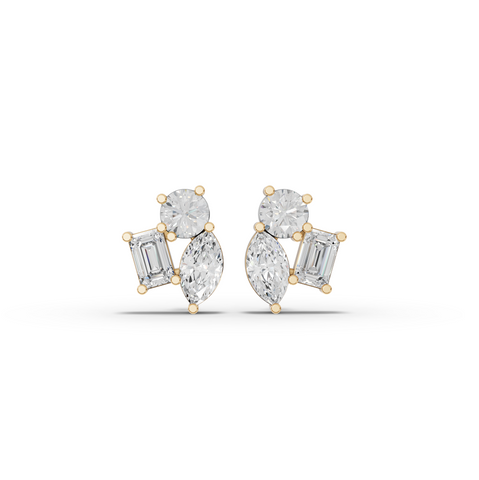9.00 CT Round, Marquise & Emerald Lab Diamond Stud Earrings