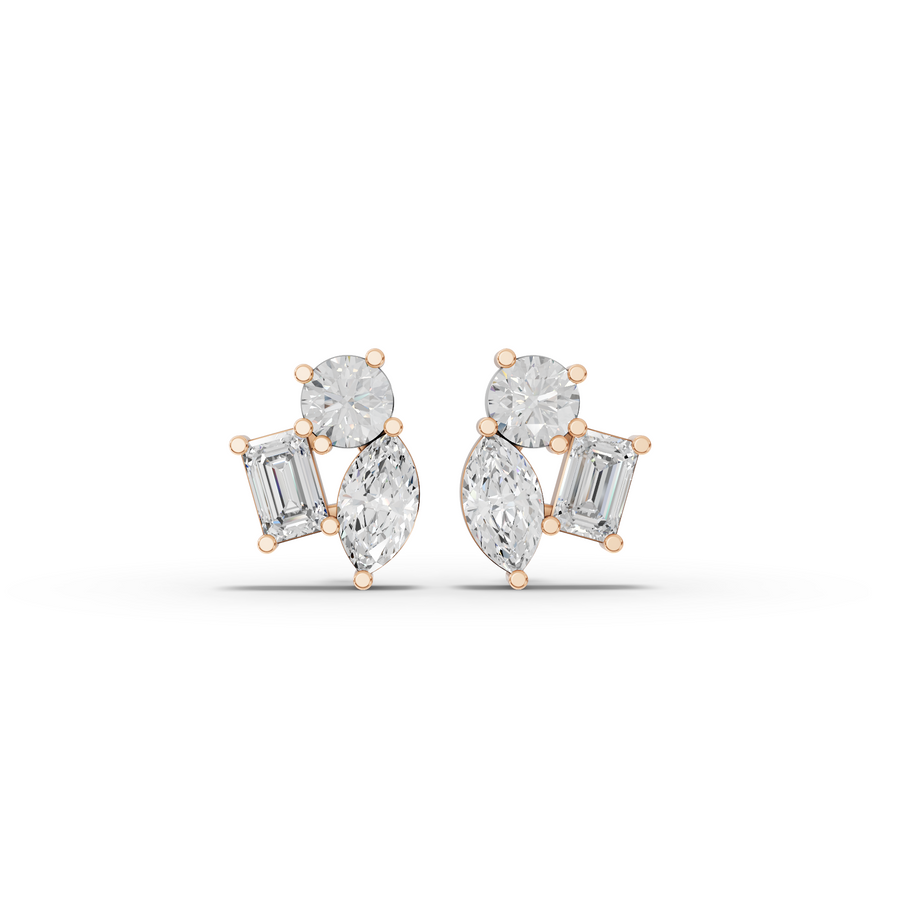 9.00 CT Round, Marquise & Emerald Lab Diamond Stud Earrings